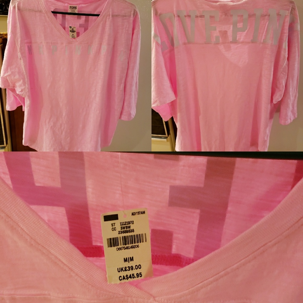 HTF PINK Jersey Vneck style tee